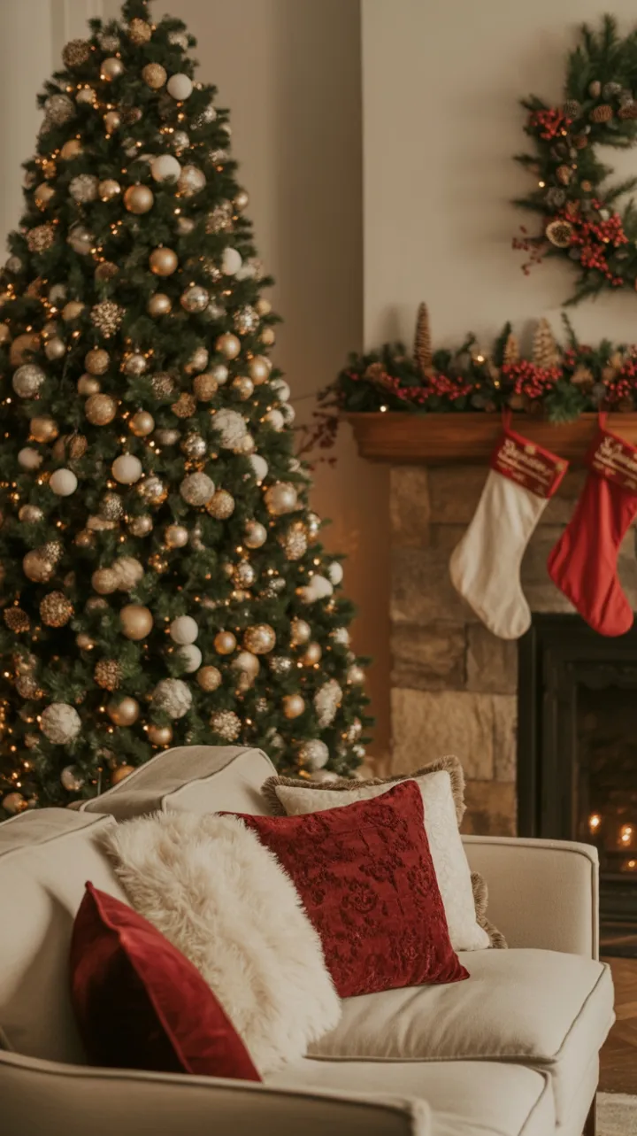 Twinkling Hearth and Cozy Holiday Elegance
