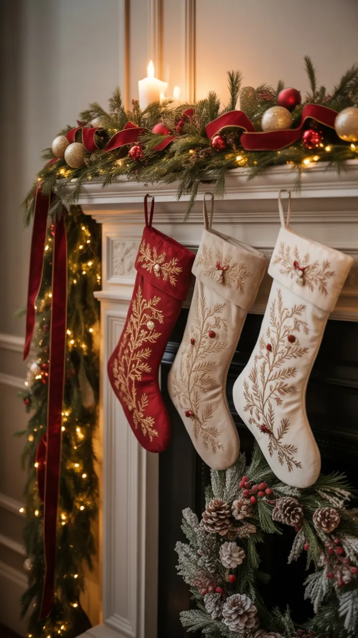 Velvet and Gold Christmas Mantel Aglow