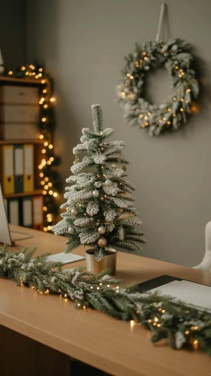 Cozy Office Desk Dressed for a Warm Holiday