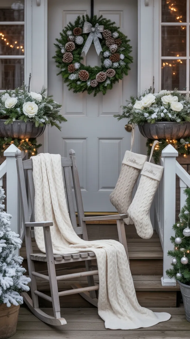 Cozy White Christmas on a Snow‑Kissed Front Porch