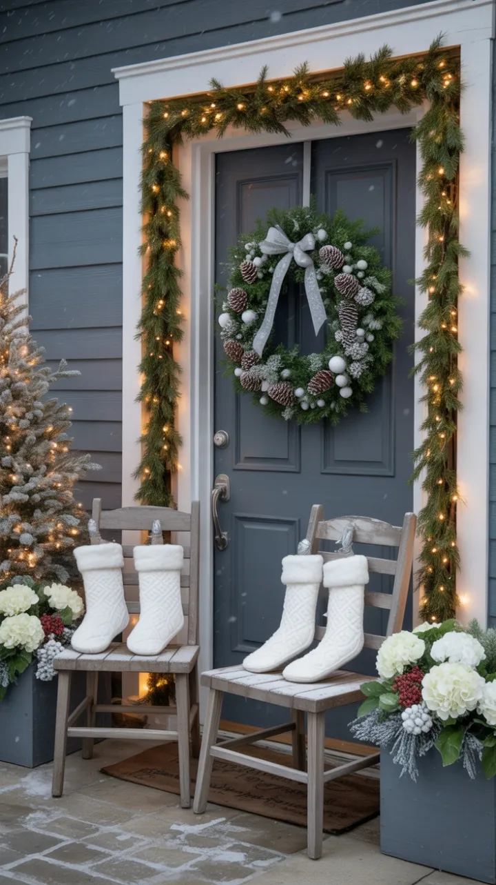 Snow-Kissed Porch Welcoming a White Christmas