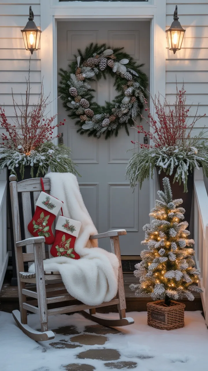 Snow-Kissed Front Porch Embracing White Christmas Magic