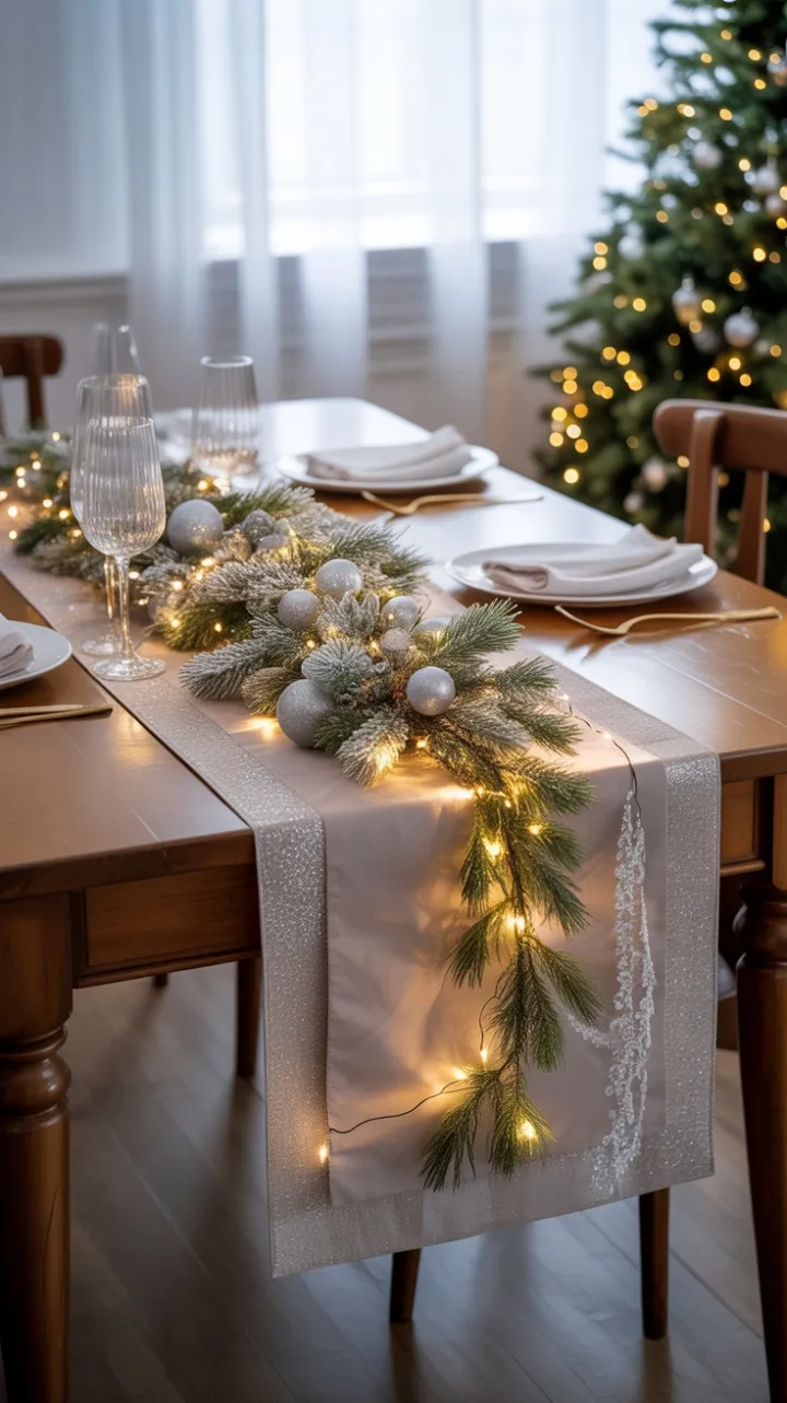 Twinkling Silver Christmas Table of Cozy Elegance