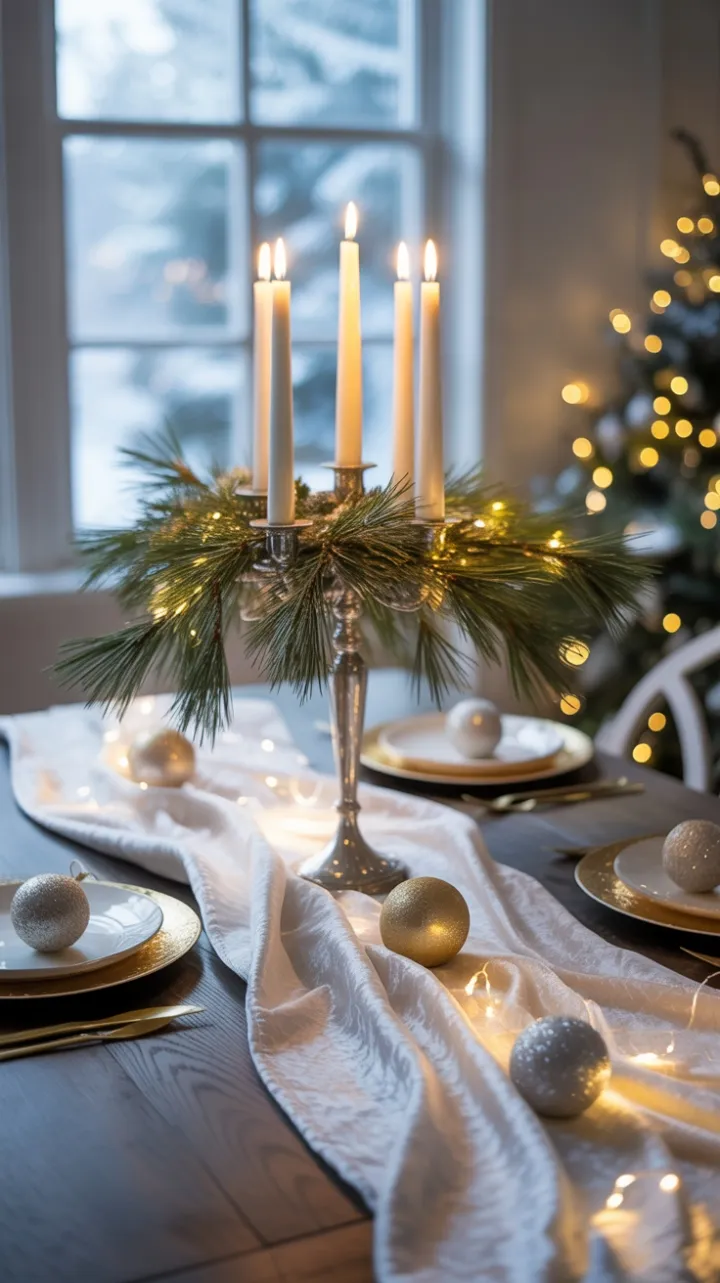 Velvet Candlelight and Snow – A Timeless White Christmas Table