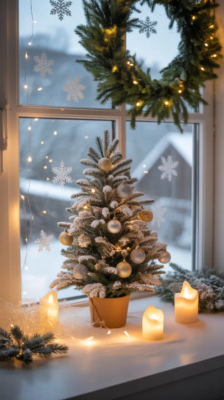 Warm Glow Through a Snow-Kissed Christmas Window