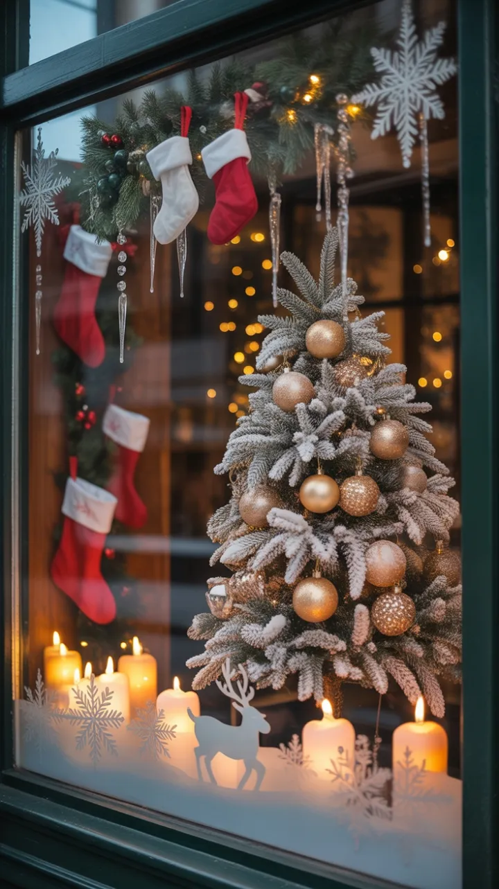 Candlelit Christmas Through a Frosted Window