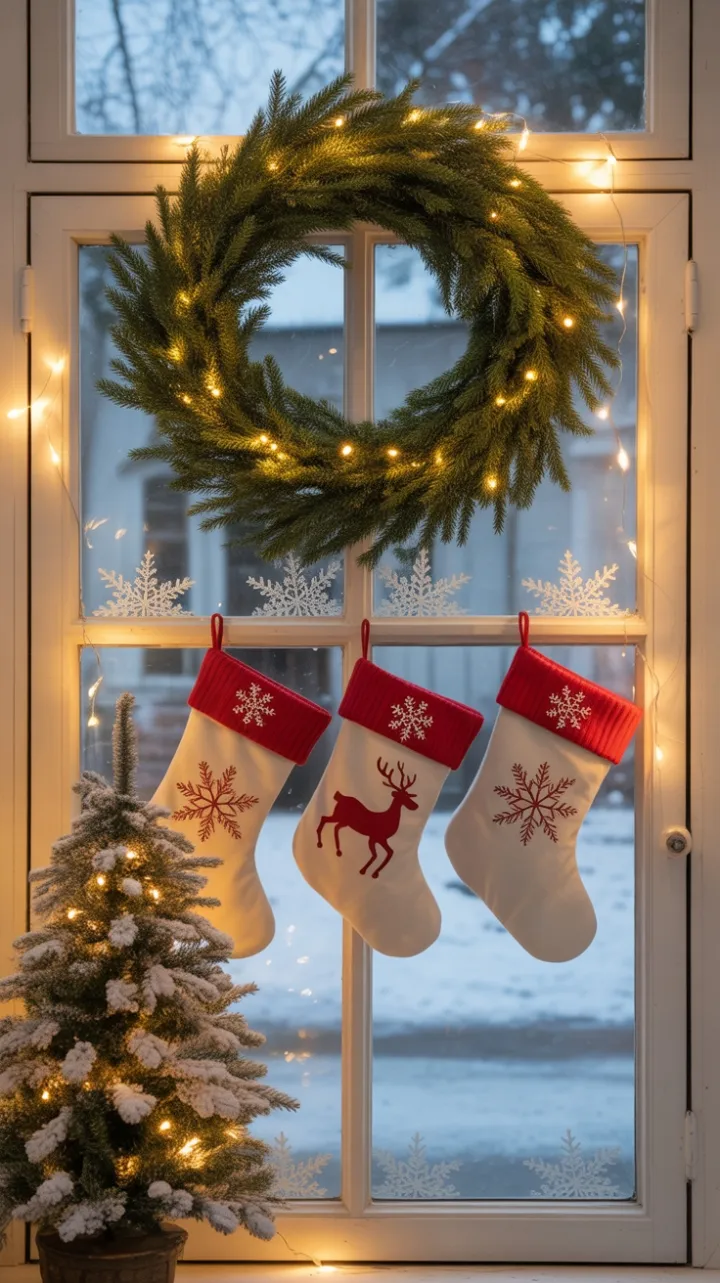 Hearthside Window on a Snow-Kissed Christmas Eve