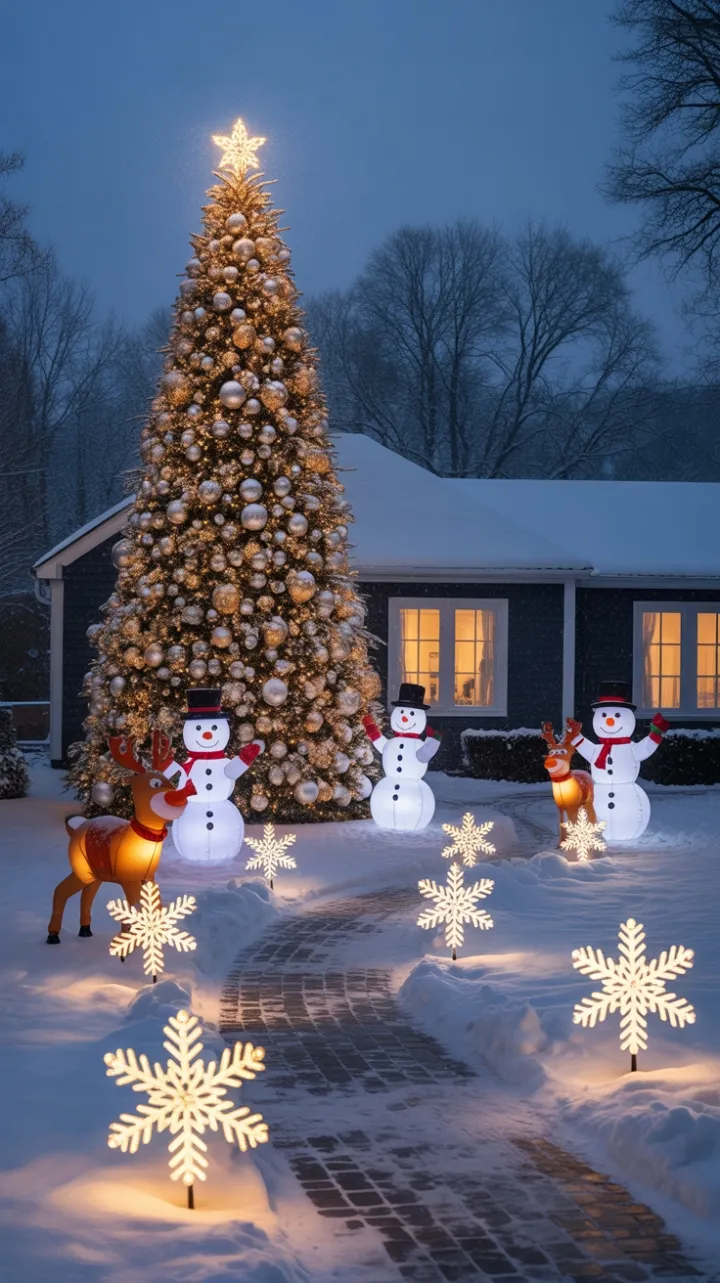Twinkling Winter Wonderland on the Front Lawn