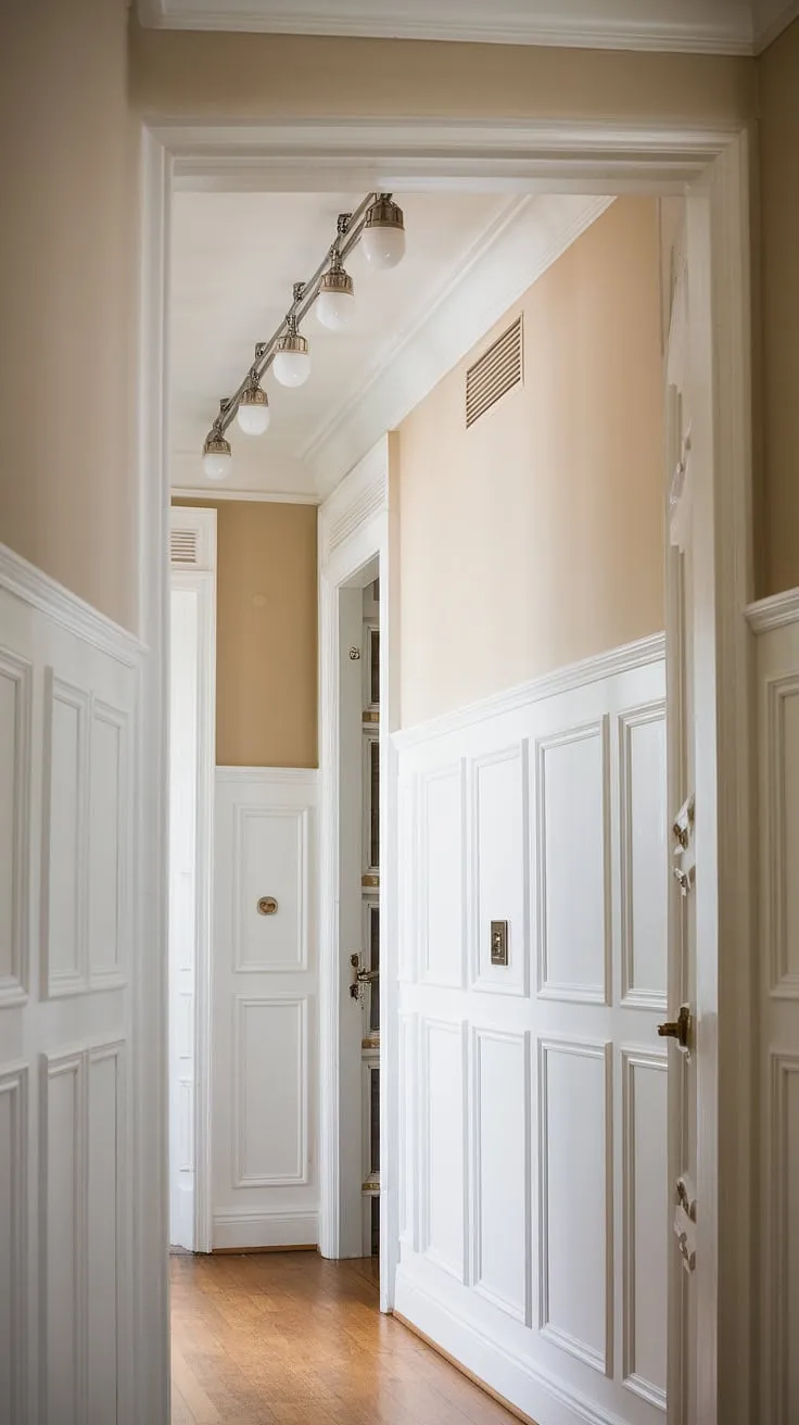 The timeless appeal of white wainscoting is on full display in this stunning hallway.  Imagine the possibilities: wainscoting bedroom transformations, a chic dining room wainscoting feature, or even a DIY wainscoting project in your own home. This wainscoting hallway showcases the versatility of different wainscoting styles, proving that sometimes, simple elegance speaks volumes.