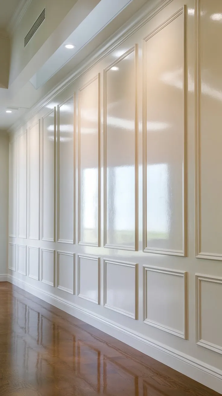 The rich dark wood floor contrasts beautifully with the crisp white wainscoting, creating a sophisticated atmosphere in this hallway.  Consider this image your starting point for wainscoting ideas, whether you're envisioning a wainscoting bedroom, a dining room wainscoting feature, or something entirely different.  Discover various wainscoting styles and even explore the possibility of DIY wainscoting to achieve this look in your own home.