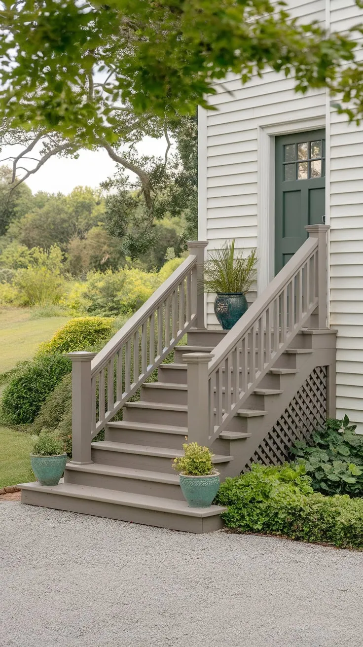 Inviting Wooden Stairs on a Cozy Front Porch