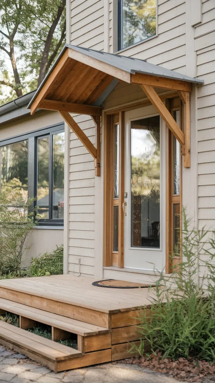 Inviting Wooden Front Porch Nestled Amongst Nature