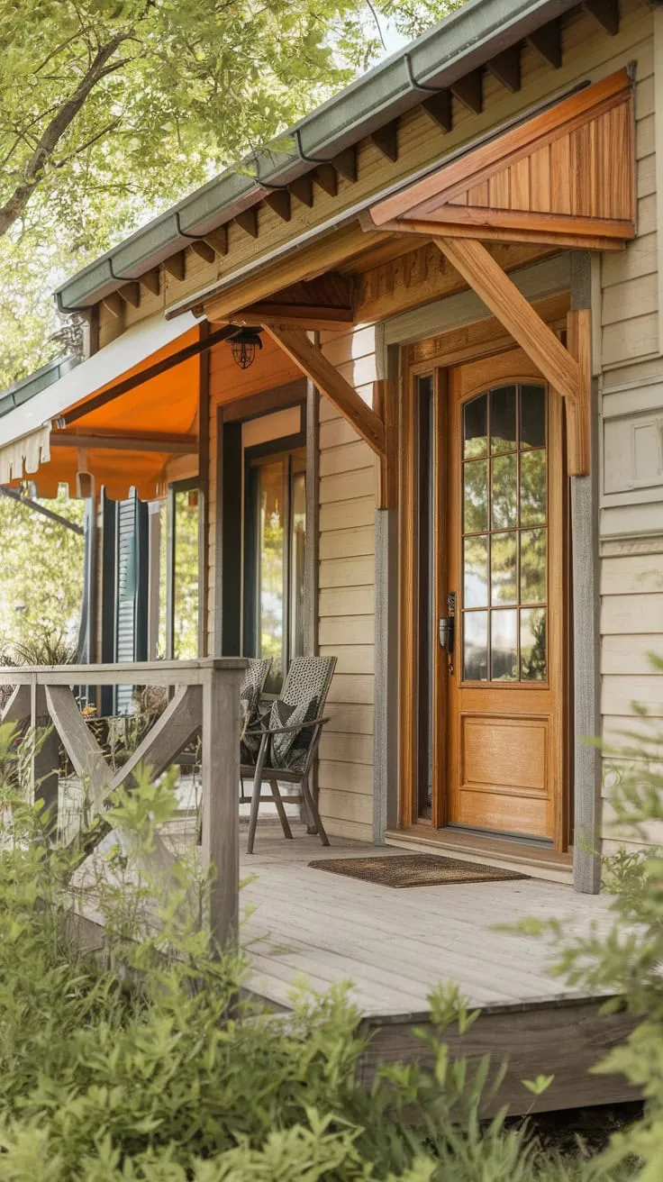 Inviting Wood Porch with Lush Greenery