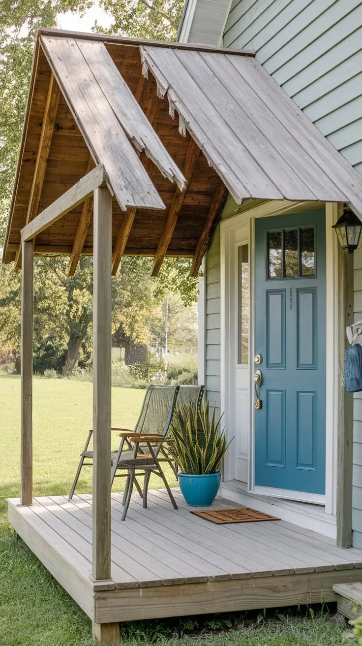 Inviting Wood Front Porch with Cozy Chairs and Greenery