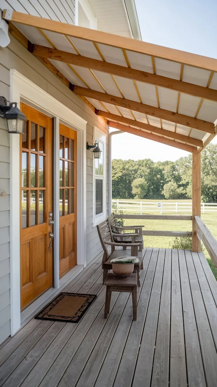 Charming Wood Porch with Awning and Scenic Views