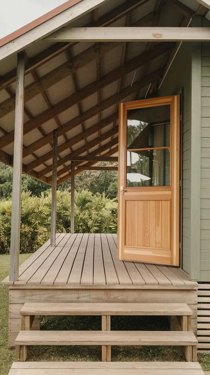 Inviting Front Porch Nestled in Lush Greenery