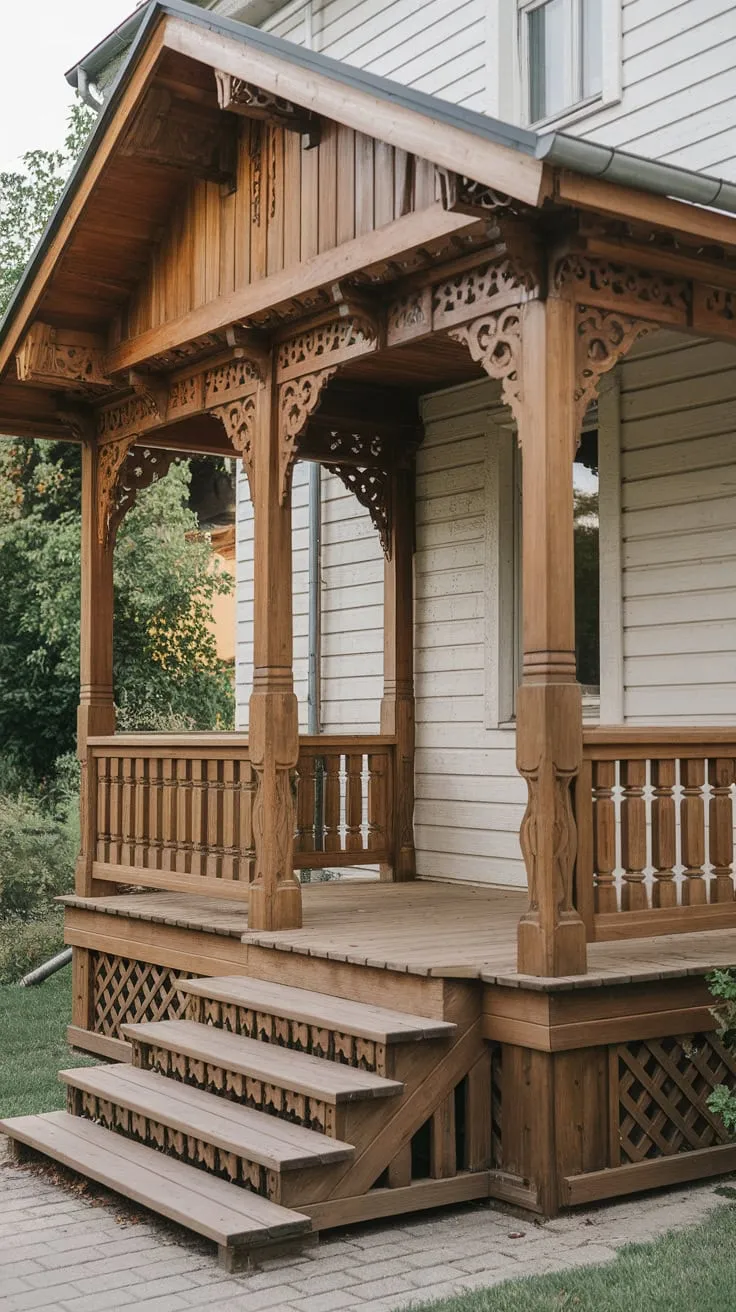 Elegant Front Porch Embraced by Nature