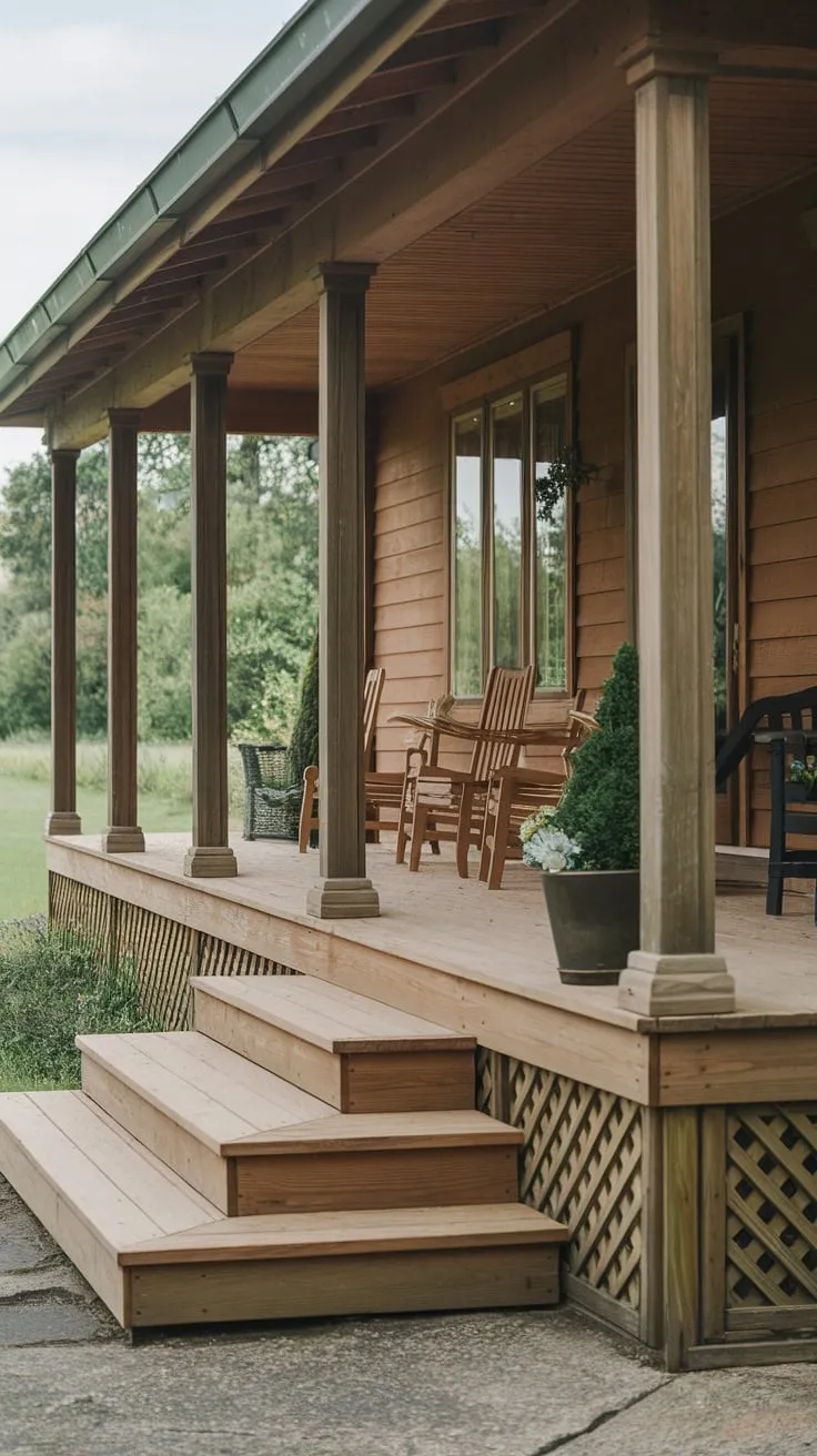 Charming Wooden Porch with Scenic Views