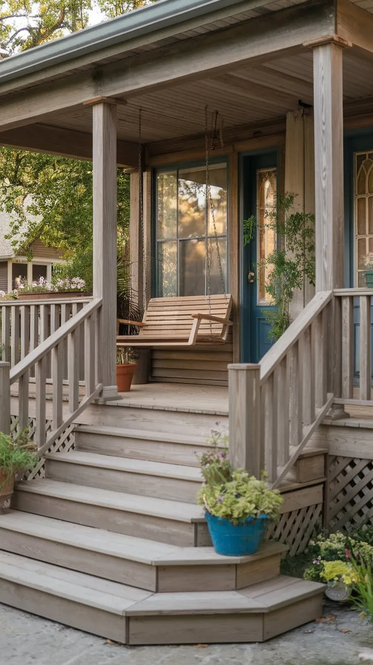 Rustic Elegance: A Welcoming Front Porch Retreat