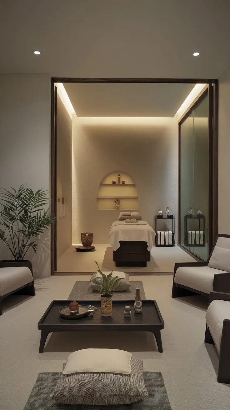 Find your sanctuary. This zen apartment seamlessly blends minimalist design with a modern spa aesthetic, creating a haven for relaxation and rejuvenation. The calming atmosphere, punctuated by soft lighting and lush greenery, invites you to unwind and reconnect with your inner peace. A perfect escape from the everyday.