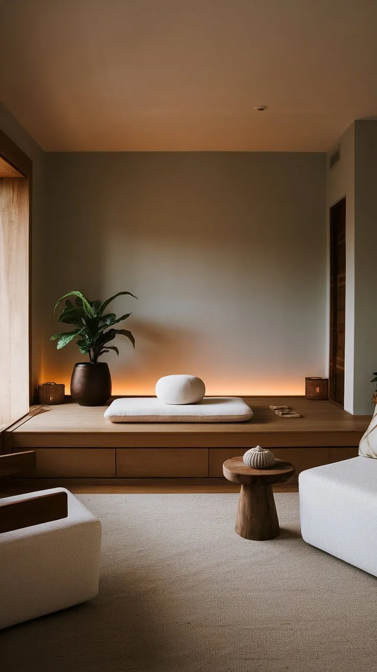 Find your center in this serene sanctuary. The minimalist design and calming atmosphere create the perfect space for mindful living and relaxation, a true haven for the soul. A peaceful retreat awaits.