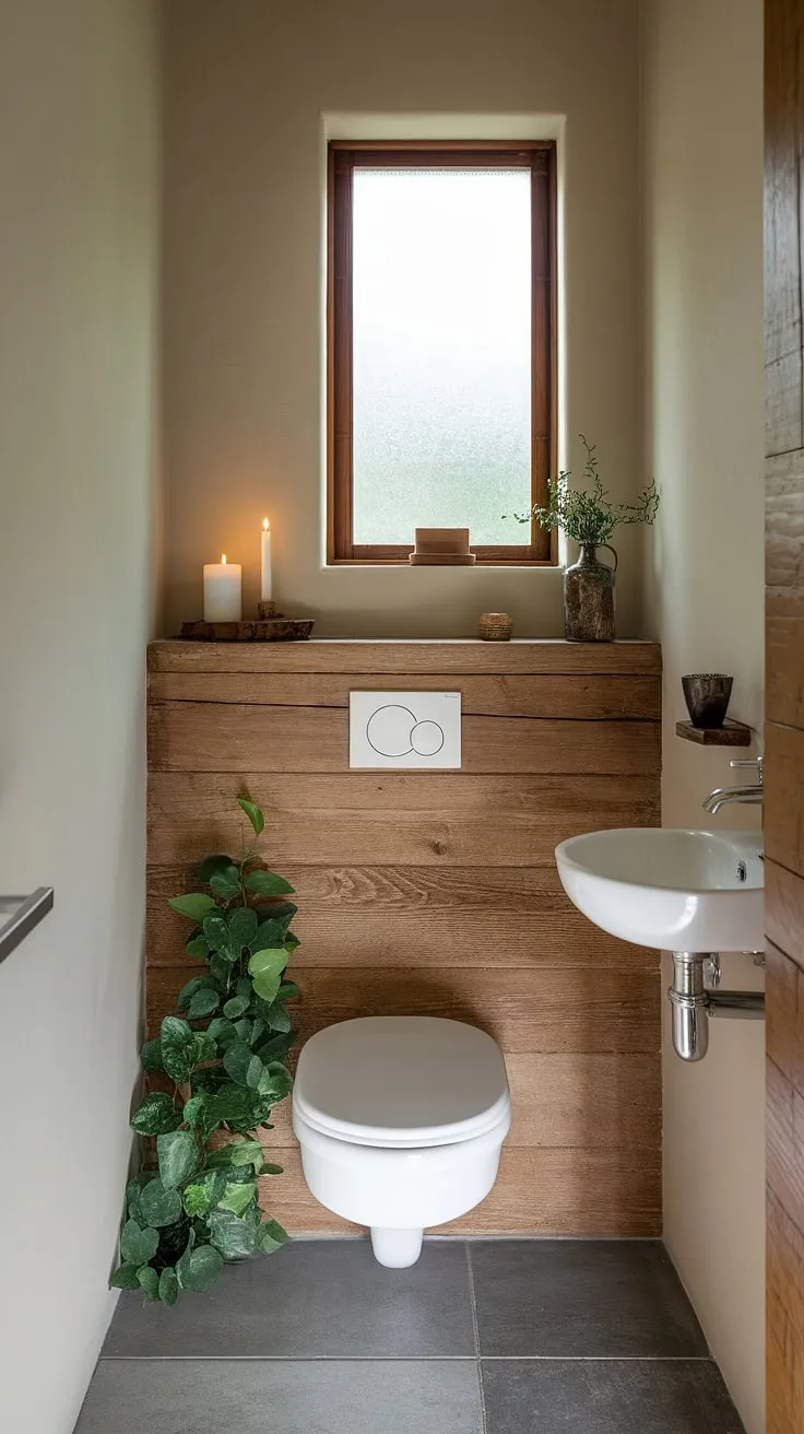Find your serenity in this minimalist bathroom, where natural light and calming greens create a tranquil escape. The subtle textures and simple design invite moments of peaceful reflection. A perfect sanctuary for mindful self-care.