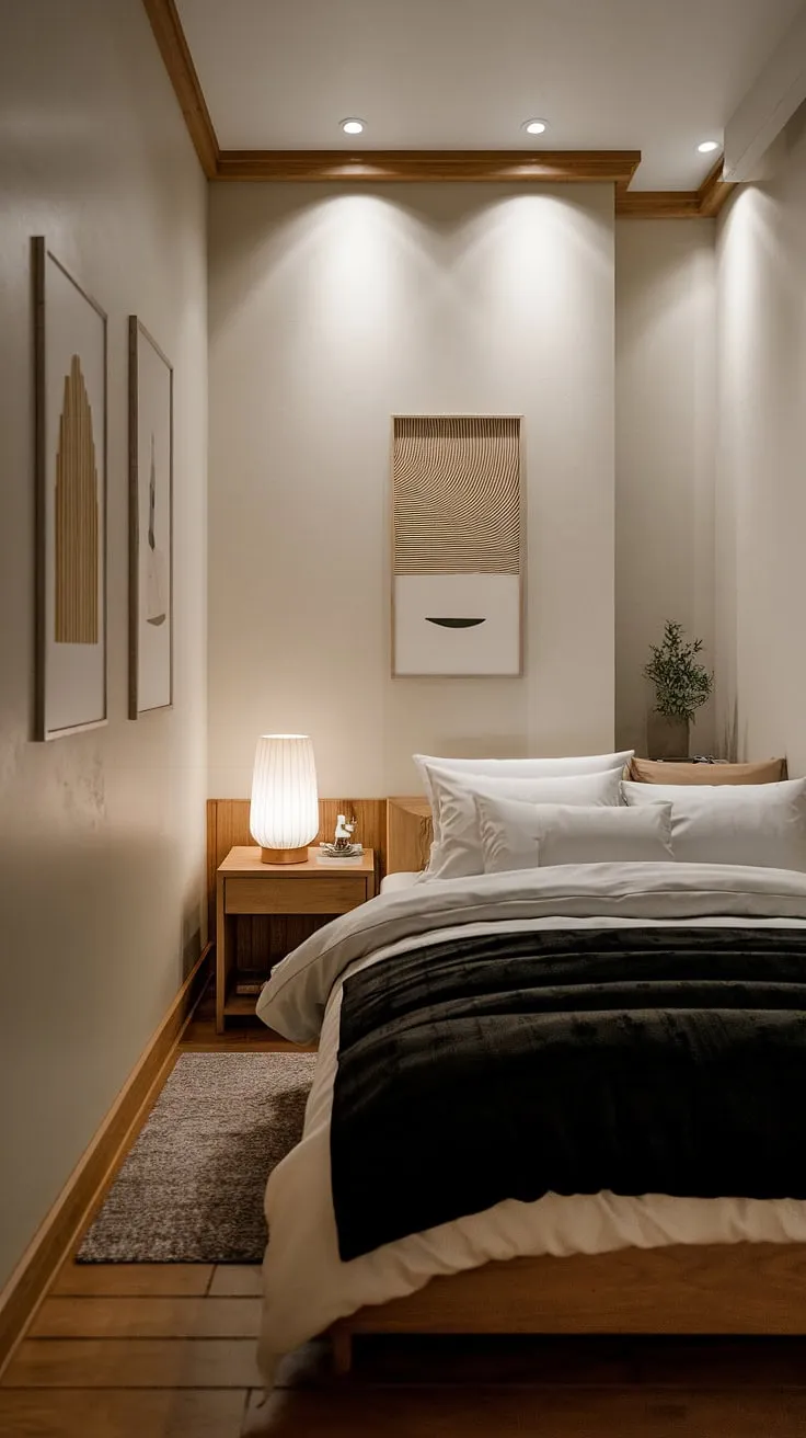Find your sanctuary in this serene bedroom. The minimalist design, soft lighting, and natural wood accents create a space perfect for unwinding and restoring inner peace. A haven of calm awaits.