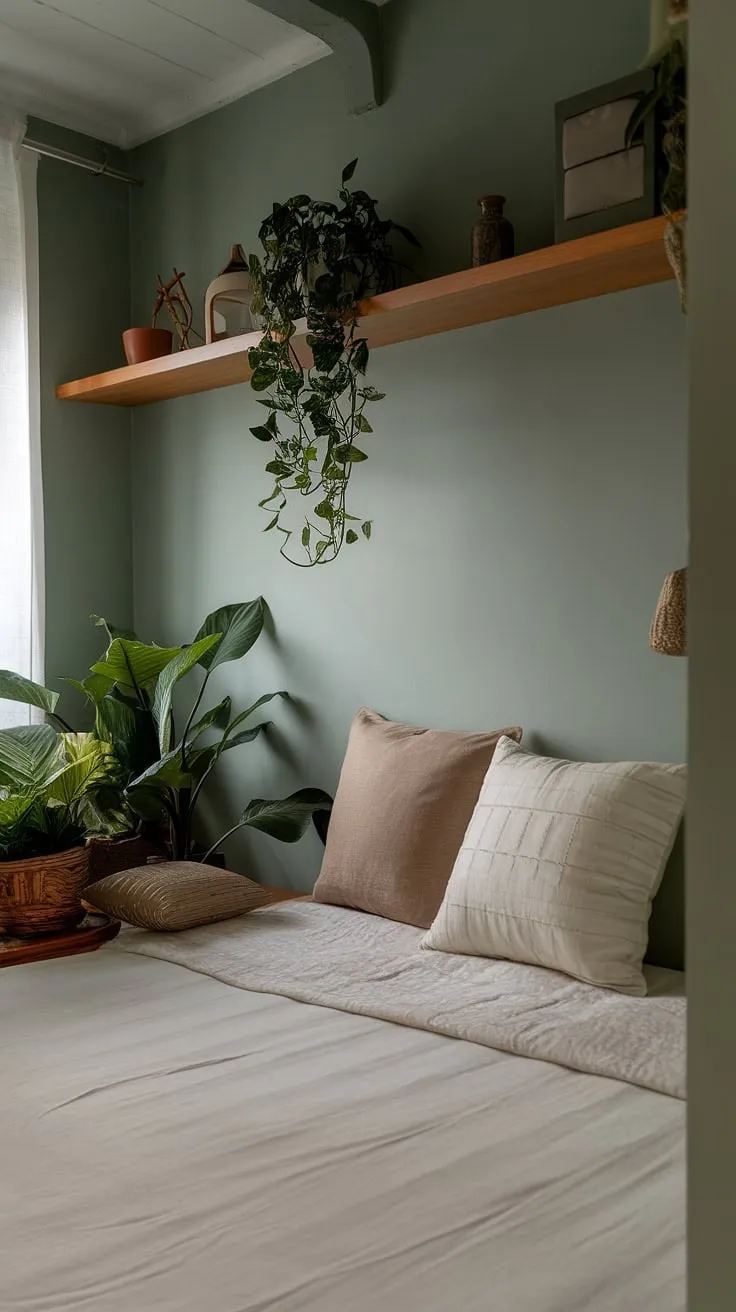 A calming blend of bedroom and zen den, this space effortlessly balances functionality and serenity. The muted palette, natural textures, and thoughtful placement of plants foster a sense of calm and well-being. A perfect retreat for rest and rejuvenation.