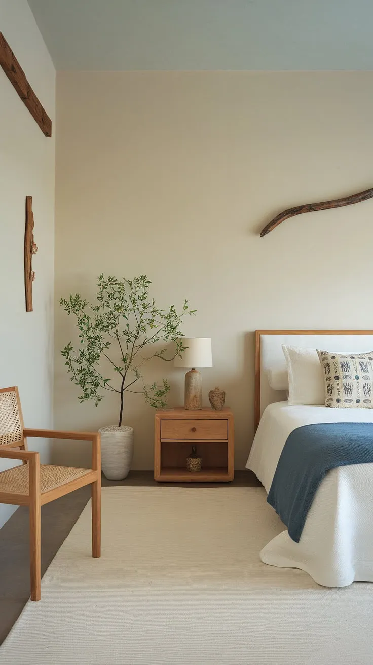 Escape the everyday in this serene bedroom. The gentle color palette and carefully chosen details foster a sense of tranquility and well-being. A haven of peace where you can truly relax and recharge.