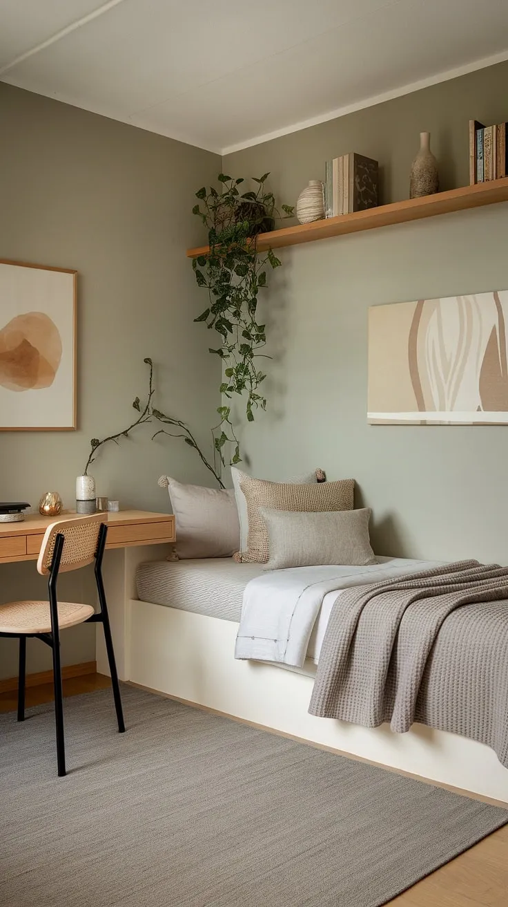 This zen bedroom is a testament to mindful living. A quiet corner for reflection, a workspace for inspiration, a haven for peaceful slumber-this space effortlessly blends functionality and tranquility. A place to unwind, recharge, and reconnect with yourself.