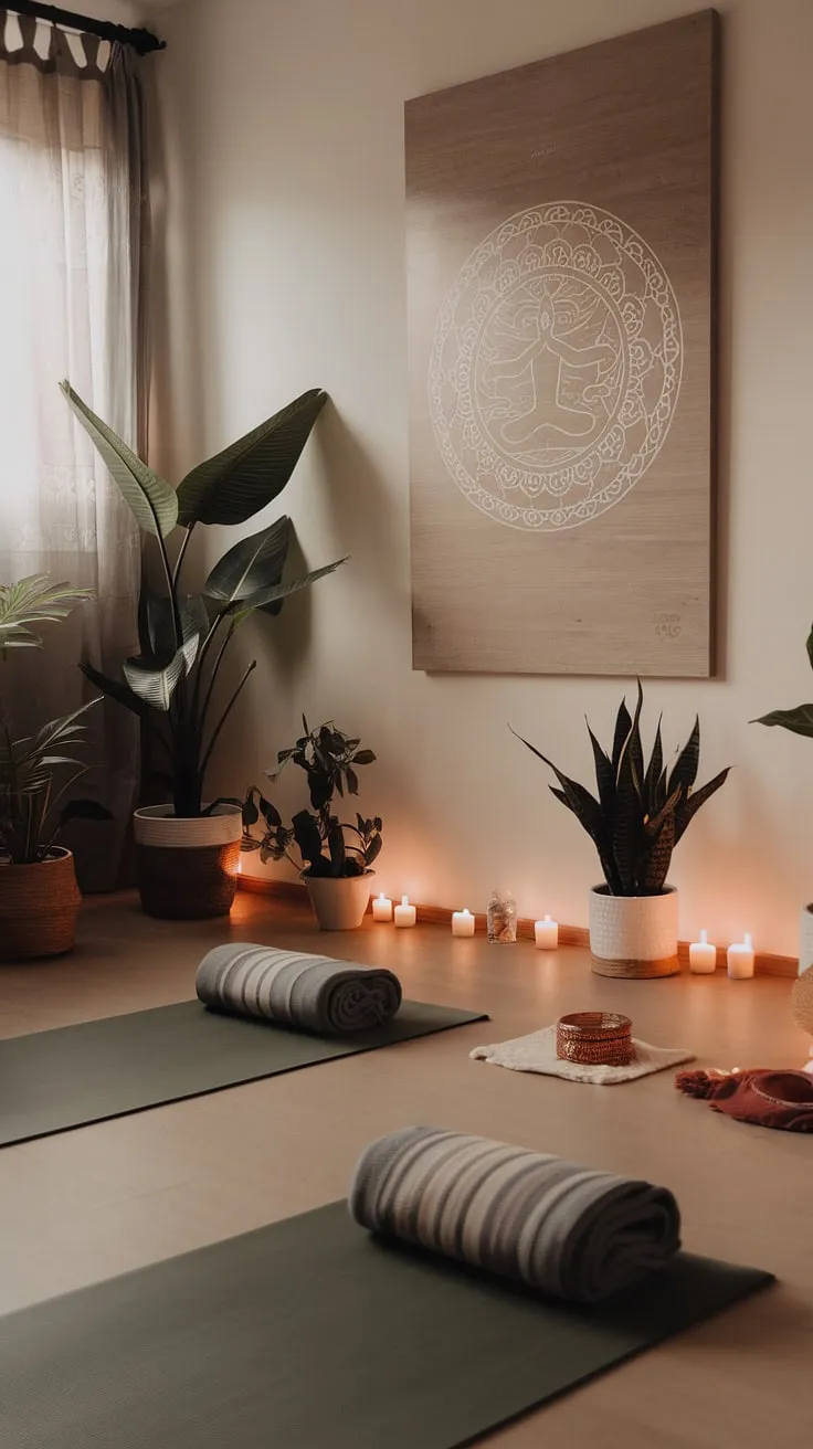 Breathe in serenity, breathe out stress. This dedicated yoga and meditation space, bathed in soft light and adorned with inspiring art, is your personal oasis. A place to reconnect with your inner peace and cultivate a deeper sense of self. A true sanctuary for body and soul.