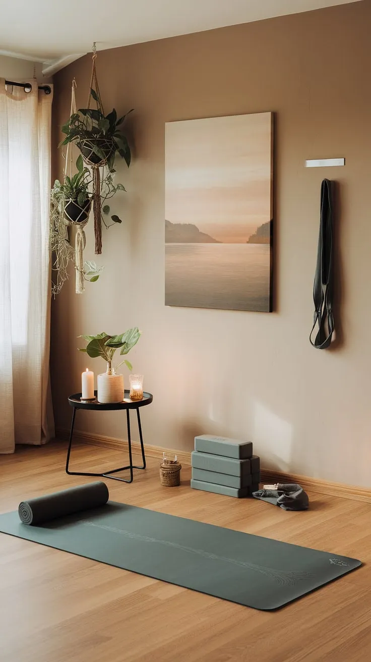 Escape the everyday in this serene yoga and meditation space. A calming palette, natural elements, and thoughtful details combine to create A truly restorative environment. Unwind, stretch, and breathe deeply in this dedicated space for self-discovery and inner peace. A perfect blend of comfort and tranquility.