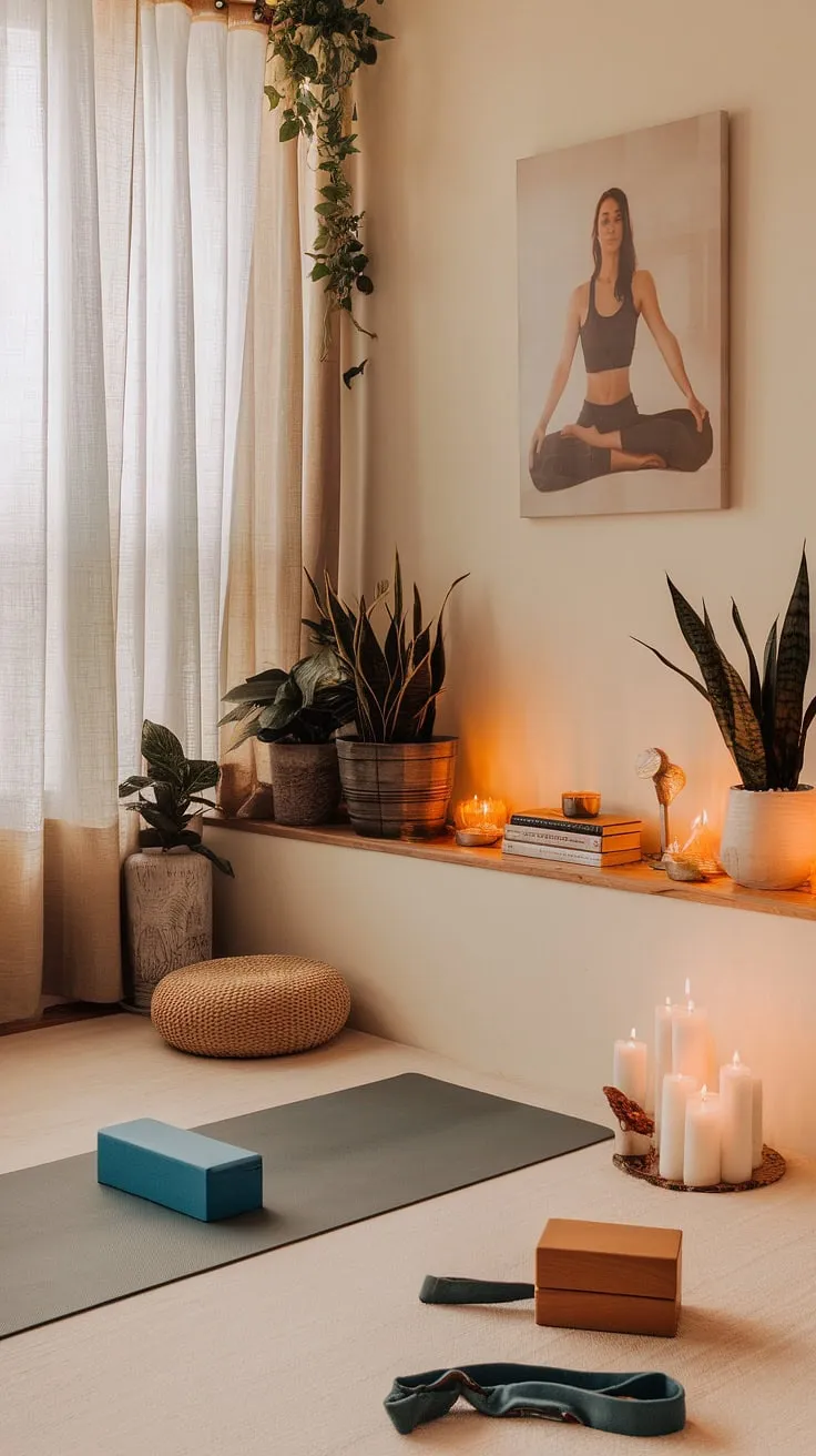 Find your center in this tranquil haven, where the serenity of a meditation nook meets the invigorating energy of a yoga corner. A perfect blend of mindful practices awaits.