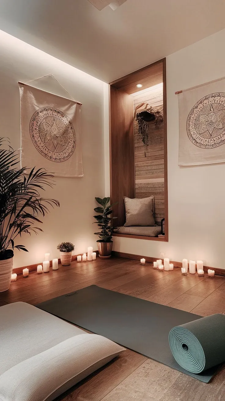 Find your center in this sanctuary, a haven designed for mindful movement and peaceful reflection. The soft glow of candlelight, the calming aroma of plants, and the gentle whisper of yoga art create the perfect atmosphere for unwinding and connecting with your inner self. A space where body, mind, and spirit harmonize.