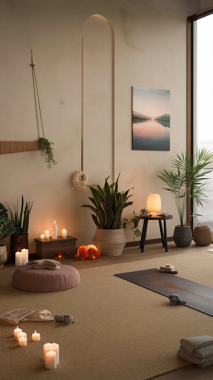 Escape the everyday in this calming zen den. A thoughtfully curated space, blending earthy tones and natural elements to foster a sense of peace and tranquility. A perfect setting for your yoga practice and meditation, allowing you to cultivate inner harmony and find your A-game.