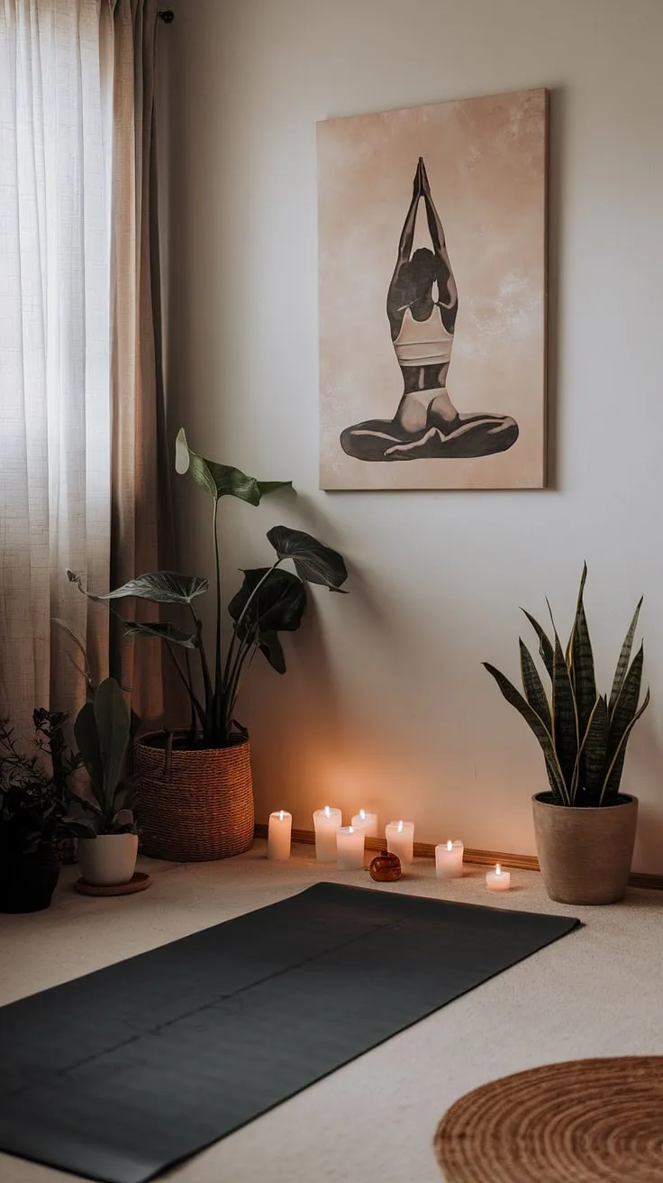 Unroll your mat and let the serenity wash over you. This dedicated yoga corner, adorned with inspiring art and surrounded by nature's calming embrace, is your personal haven. A space designed for mindful movement, self-reflection, and the cultivation of inner peace. A journey inward begins here.