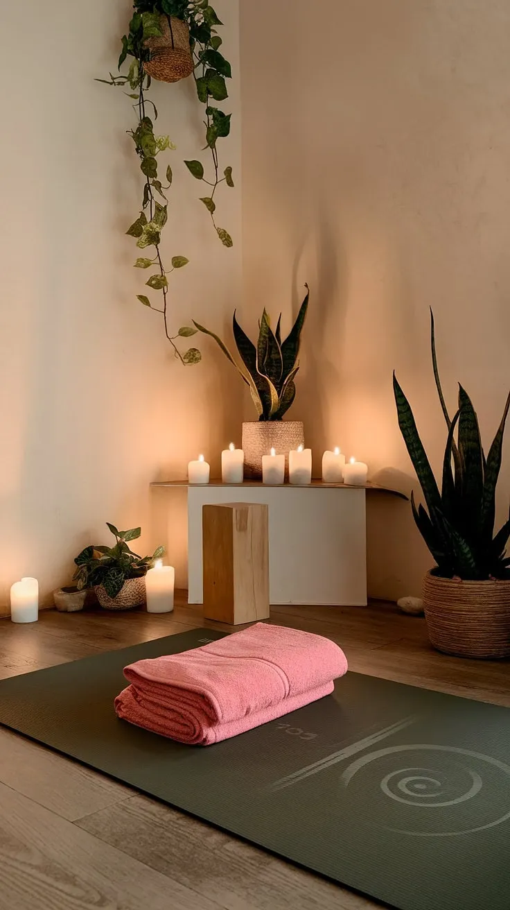 A sanctuary for the soul. This serene yoga corner, bathed in gentle light, invites you to shed stress and embrace tranquility. A thoughtfully arranged space, complete with calming plants and the promise of a rejuvenating practice, awaits. A moment of stillness, a breath of peace.