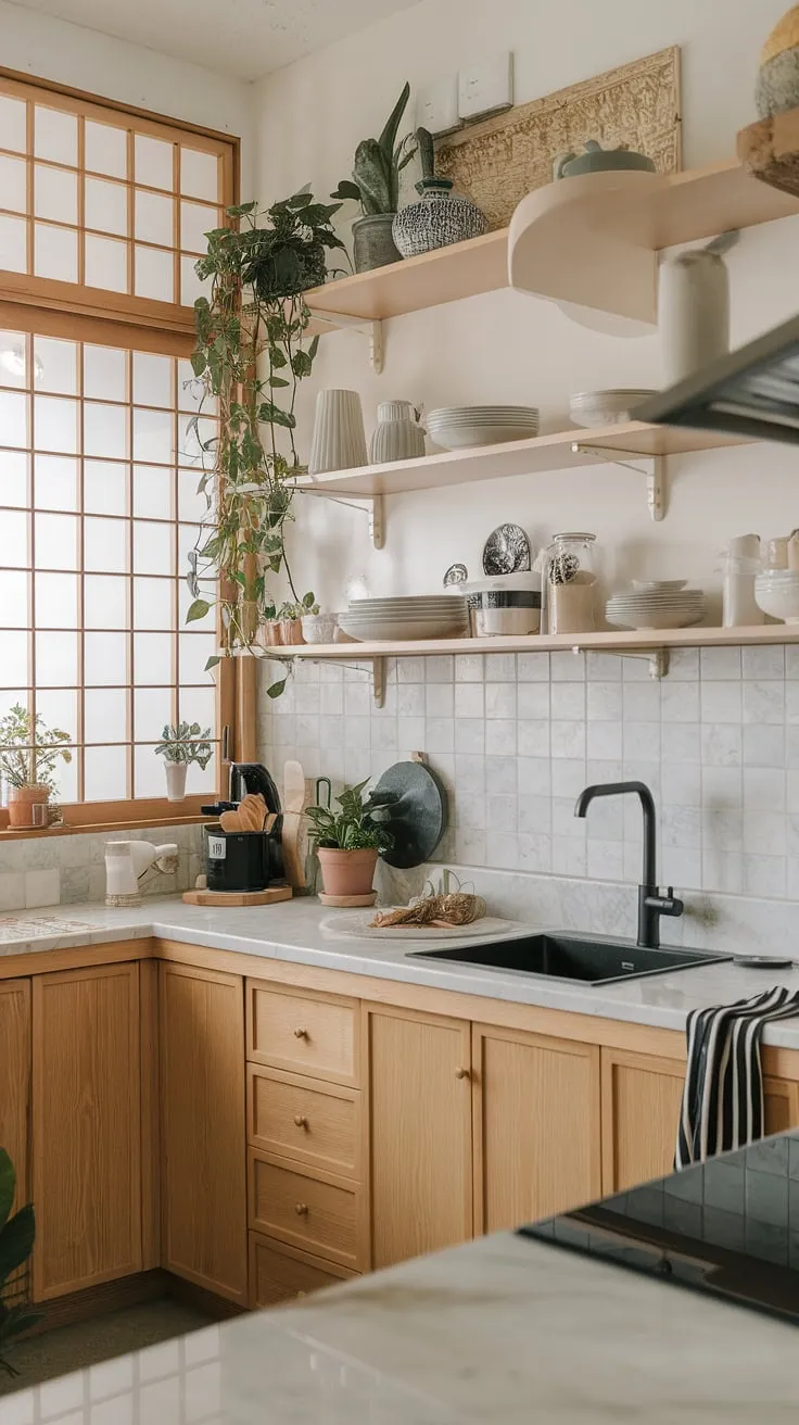 This Japandi kitchen is a testament to the power of simple elegance. A harmonious blend of natural materials and clean lines, it's a space where functionality and beauty coexist seamlessly. A perfect example of how less can truly be more.
