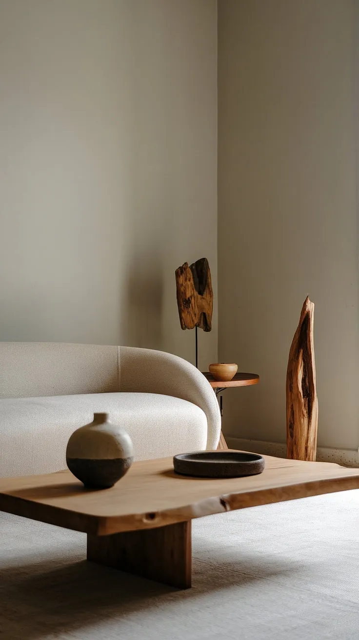 Find your calm in this serene Japandi-inspired living room. The neutral palette, natural textures, and minimalist design create a space that's both stylish and deeply relaxing. A perfect sanctuary for unwinding after a long day.