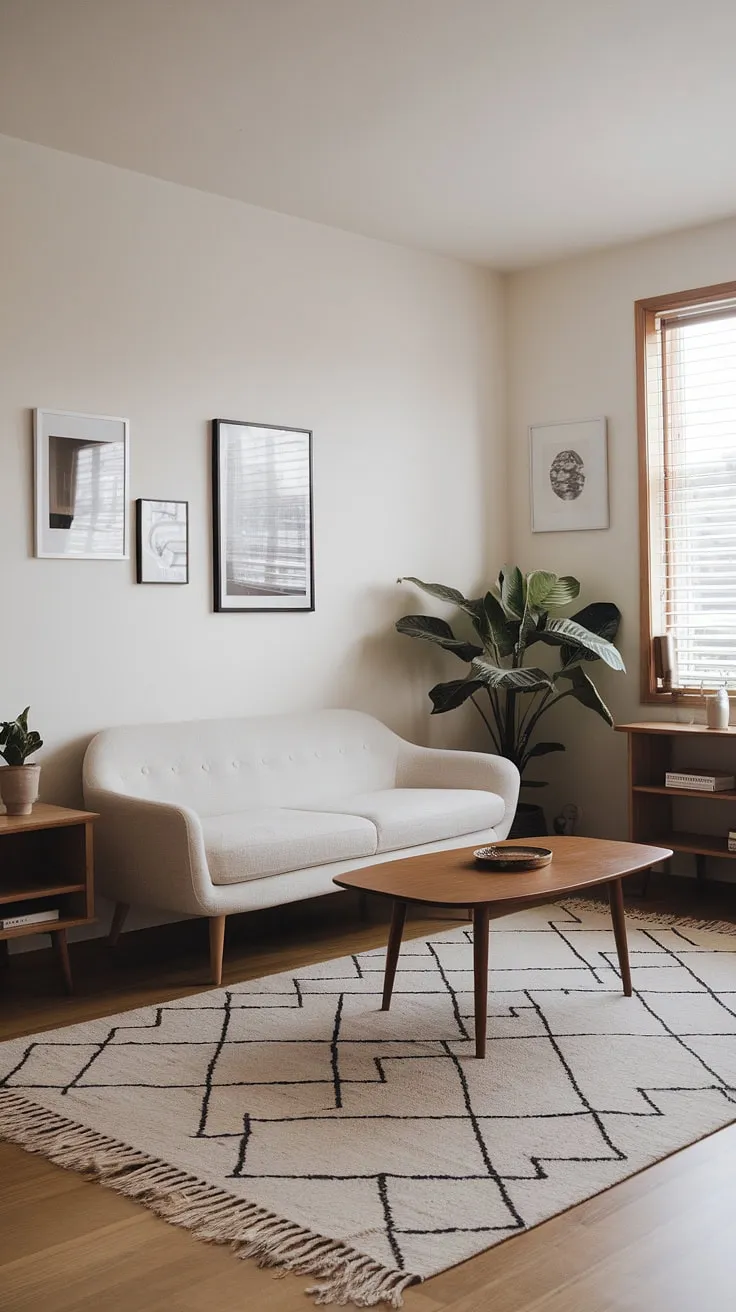 Find your calm in this Japandi-inspired living room. The minimalist design, neutral palette, and natural wood accents create a serene atmosphere perfect for unwinding after a long day. A space where simplicity meets tranquility.