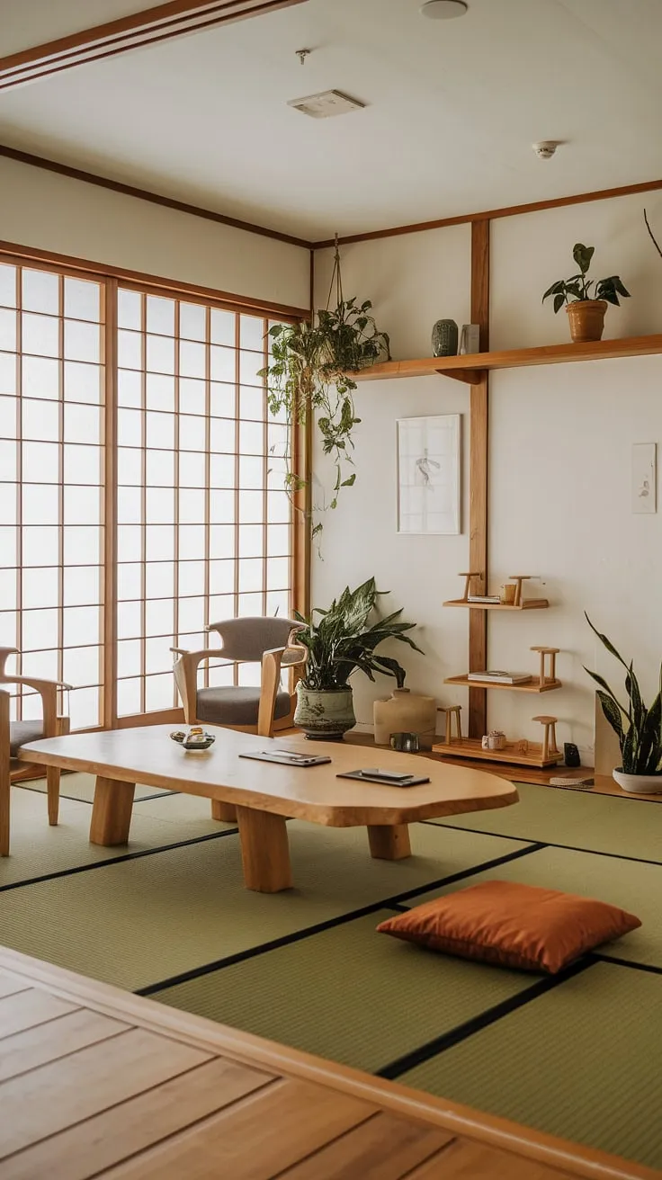 This Japanese-inspired office embodies tranquility. Clean lines, natural materials, and a thoughtful arrangement of furniture foster a sense of peace and calm. A perfect blend of aesthetics and functionality, this space invites creativity and inspires focus.