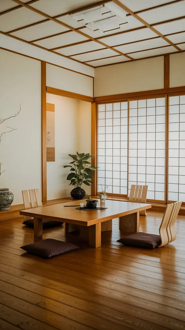Find your focus in this serene workspace. The minimalist design, with its natural wood and soft lighting, creates a calming atmosphere perfect for deep work and mindful productivity. A perfect blend of Japanese aesthetics and modern functionality.