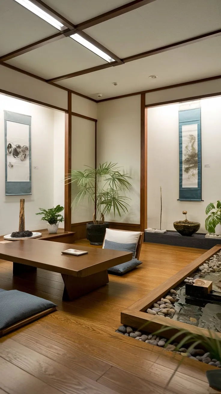 Escape the everyday in this serene office. Clean lines, natural wood, and the gentle sounds of the water fountain create a truly restorative atmosphere. A place to connect with your inner self, A space designed for clarity, A refuge from the chaos.