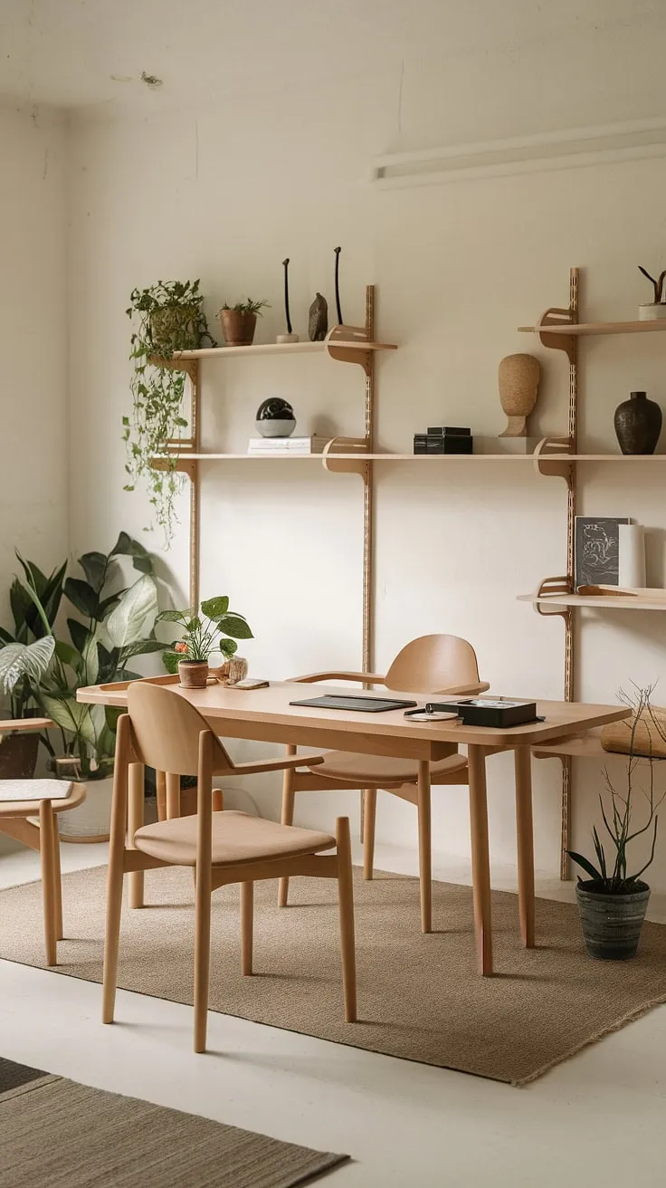 Escape the everyday in this tranquil office. A blend of natural elements and clean lines fosters a sense of calm and inspires creativity within this beautifully designed Japanese-inspired space.