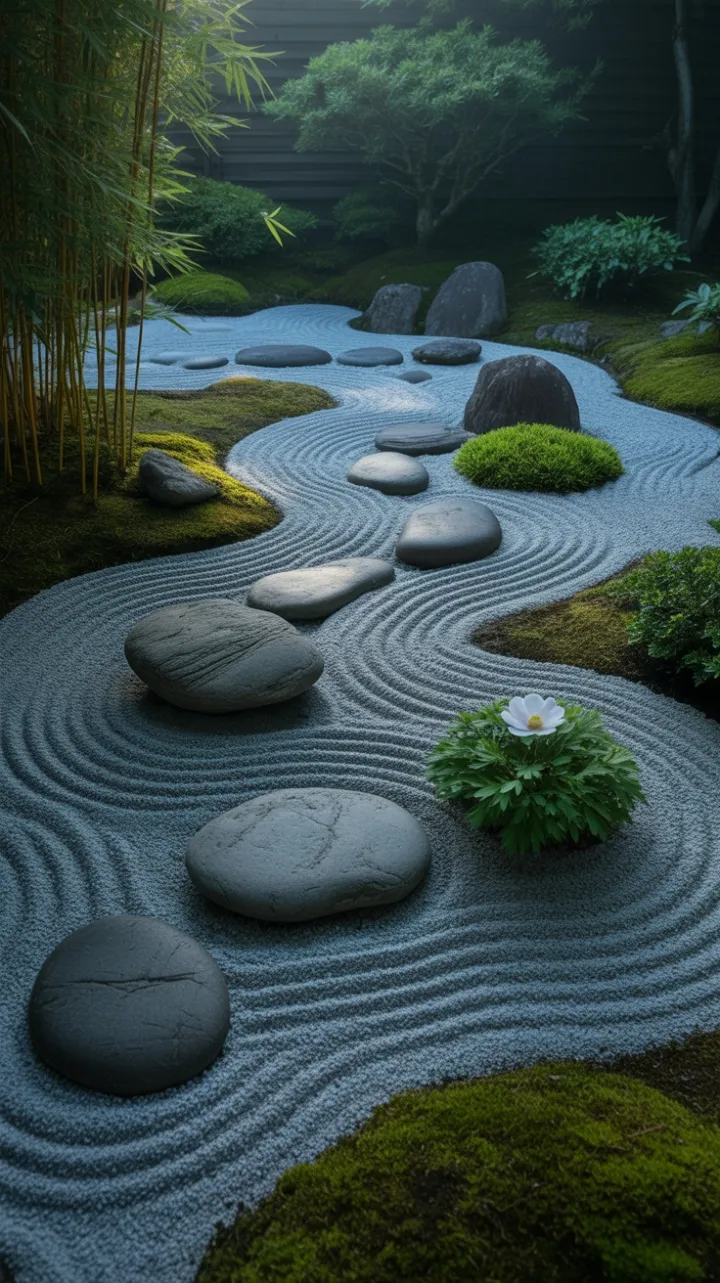 Ripples of Stone and Moss in a Quiet Japanese Garden