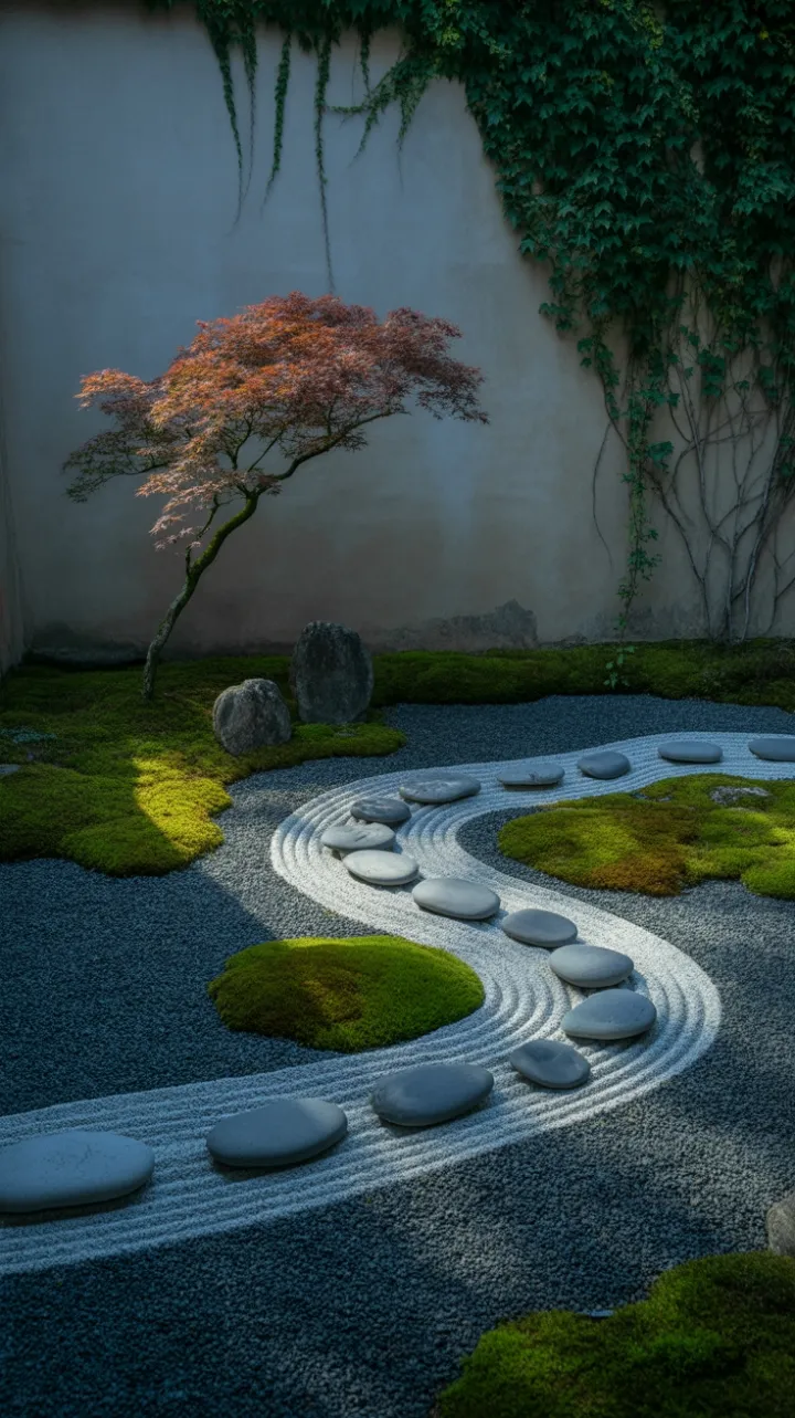 Dawn Serenity in a Zen Rock Garden