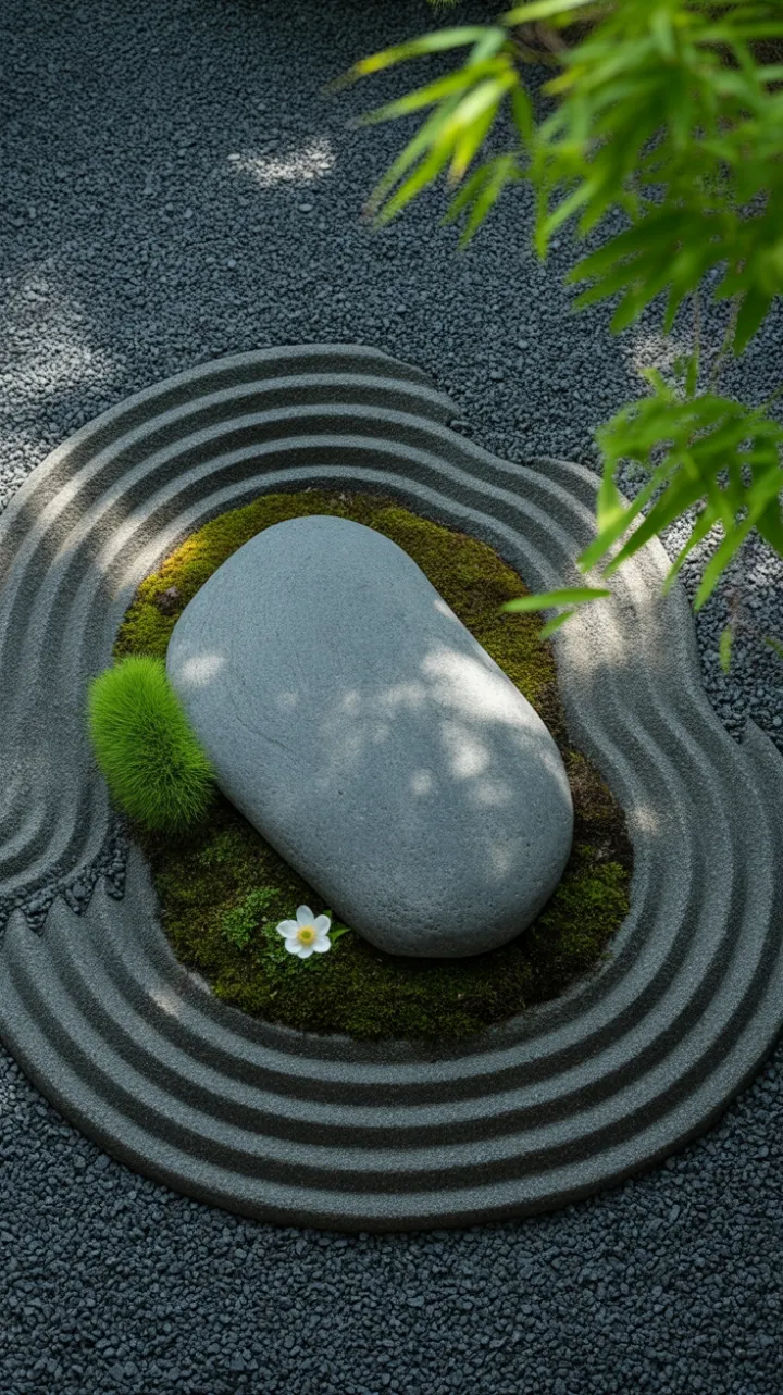 River Stone Reverie in a Zen Garden